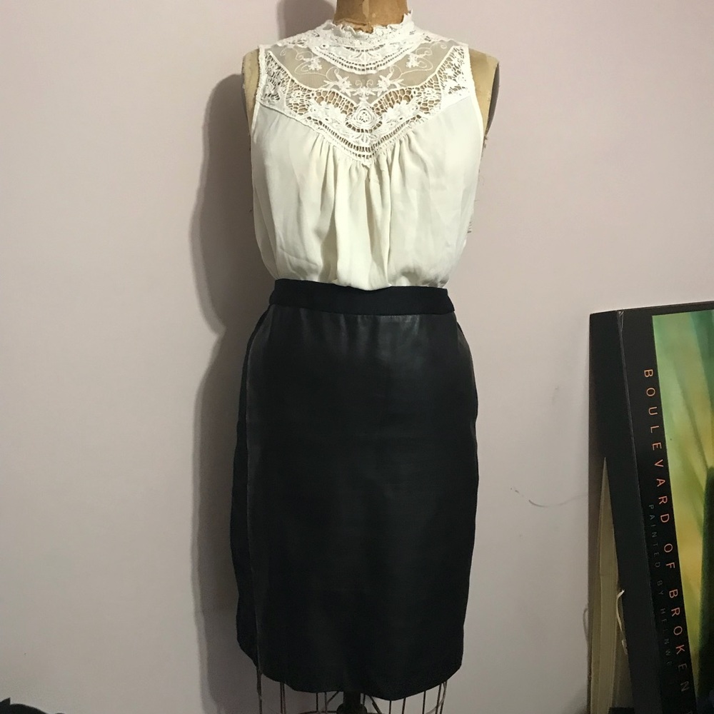 Eloquii Black pleather paneled pencil skirt, 14W